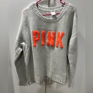 PINK size large gray sweater with pink logo in Coral